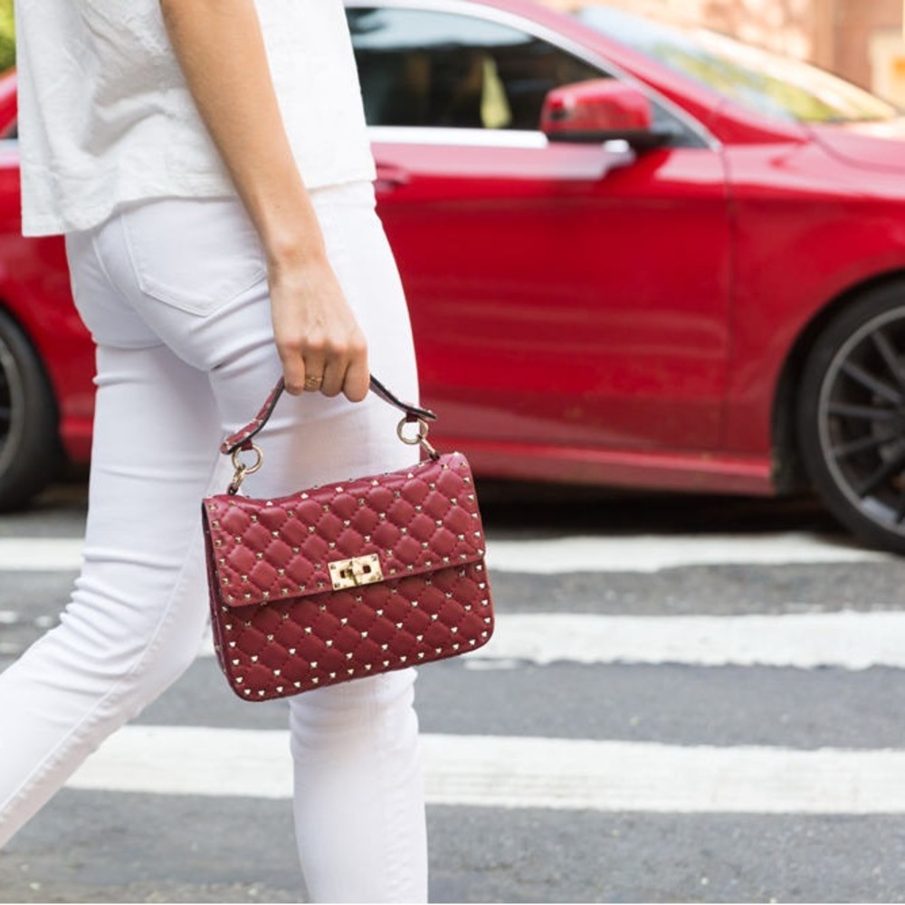 Valentino Garavani Red Studded Clutch - Picture 1 of 9